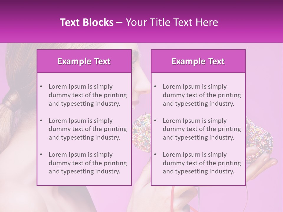 A Woman Biting Into A Donut With Sprinkles On It PowerPoint Template