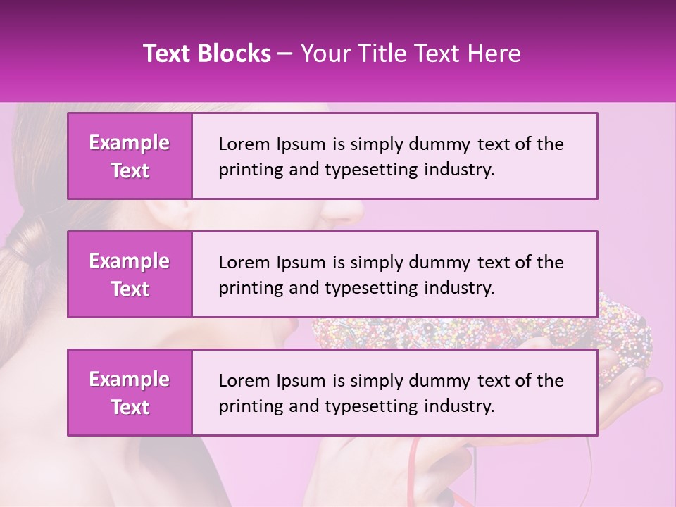 A Woman Biting Into A Donut With Sprinkles On It PowerPoint Template