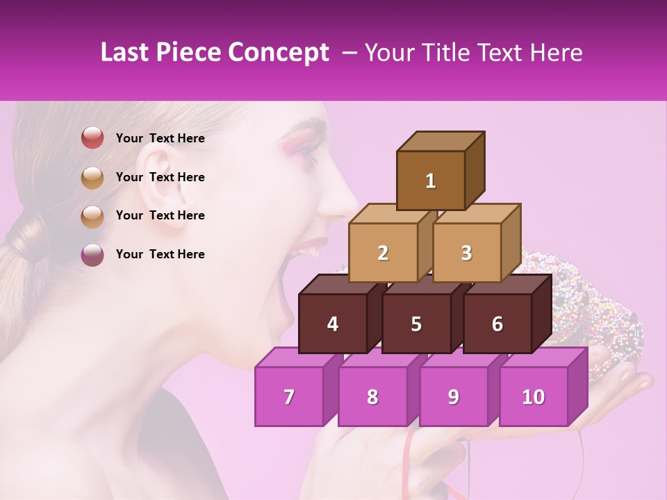 A Woman Biting Into A Donut With Sprinkles On It PowerPoint Template