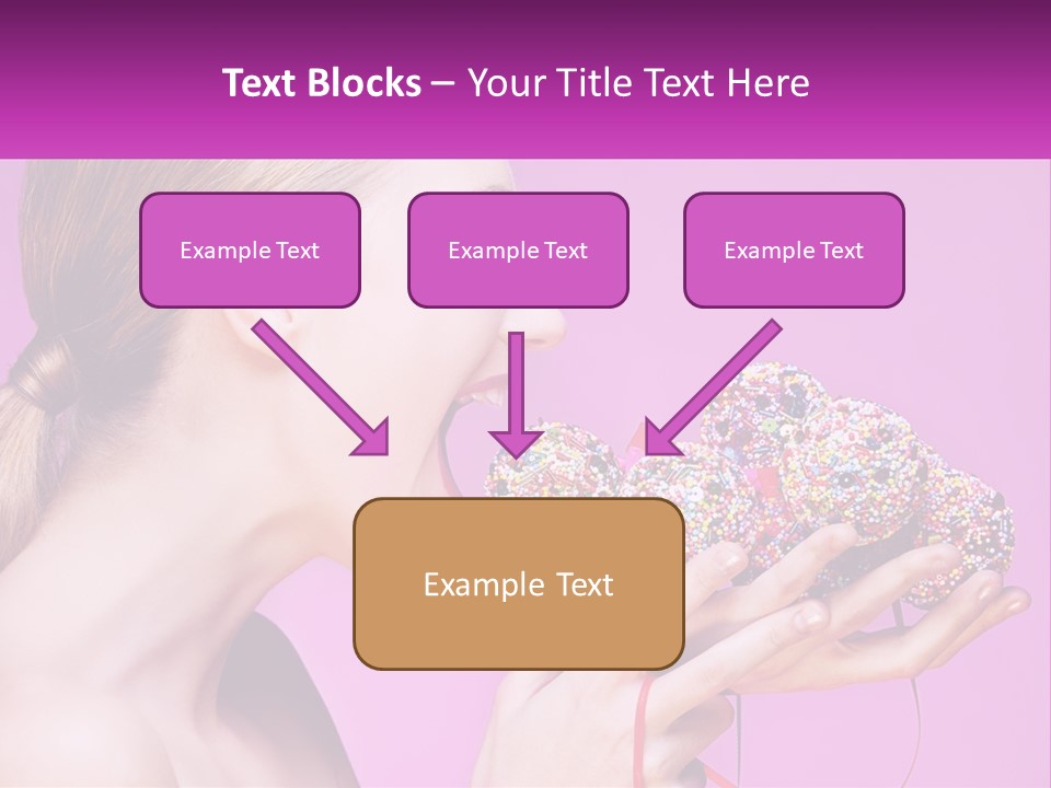 A Woman Biting Into A Donut With Sprinkles On It PowerPoint Template