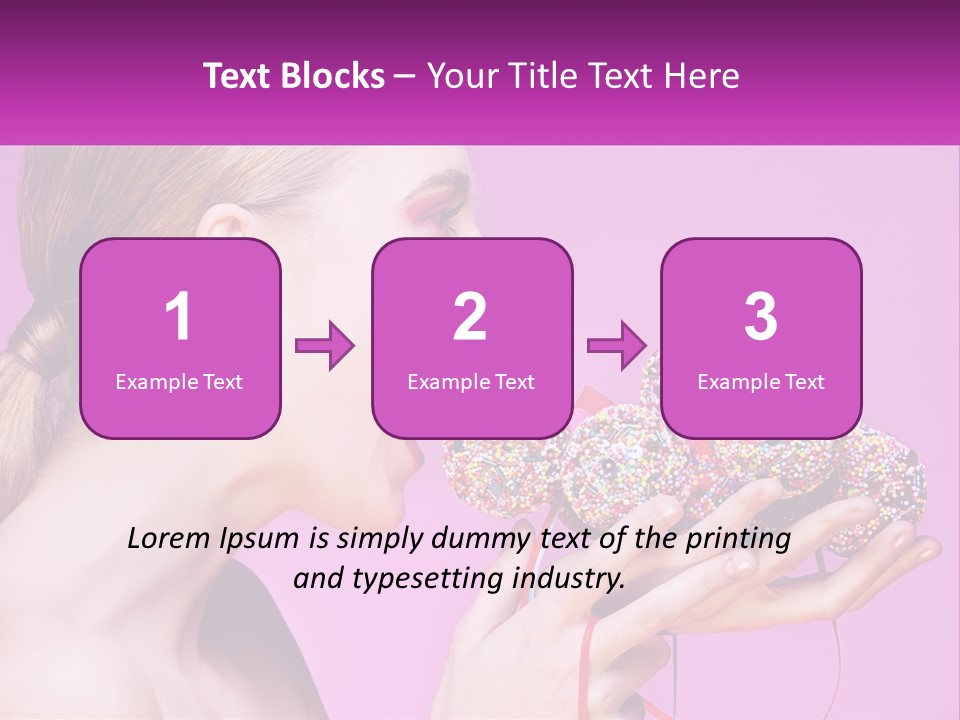 A Woman Biting Into A Donut With Sprinkles On It PowerPoint Template