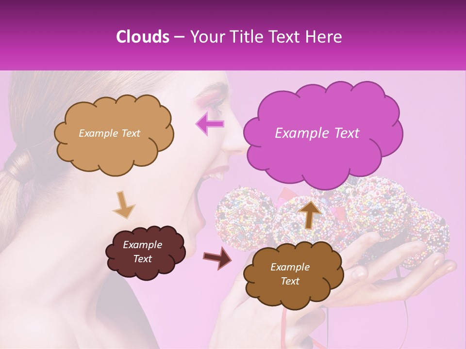 A Woman Biting Into A Donut With Sprinkles On It PowerPoint Template