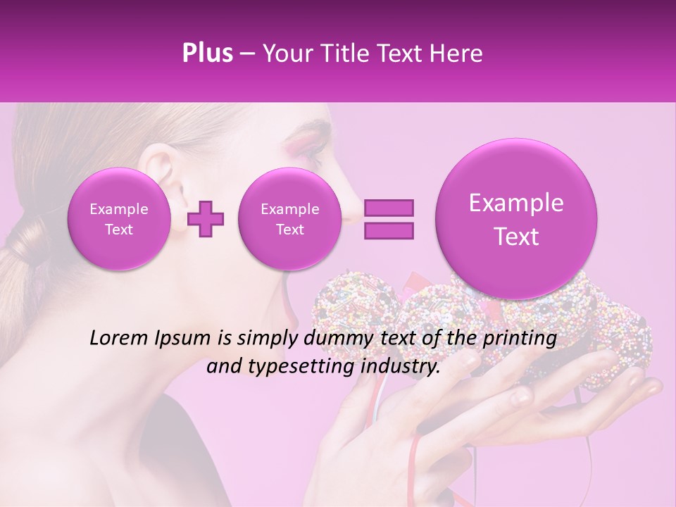 A Woman Biting Into A Donut With Sprinkles On It PowerPoint Template