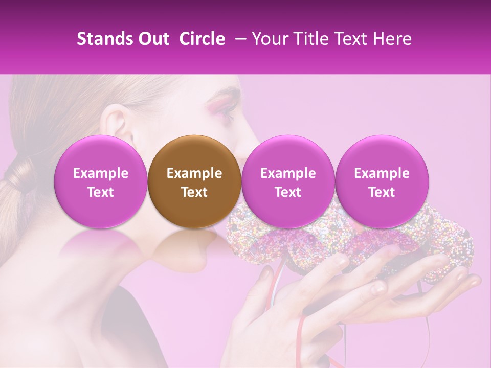 A Woman Biting Into A Donut With Sprinkles On It PowerPoint Template