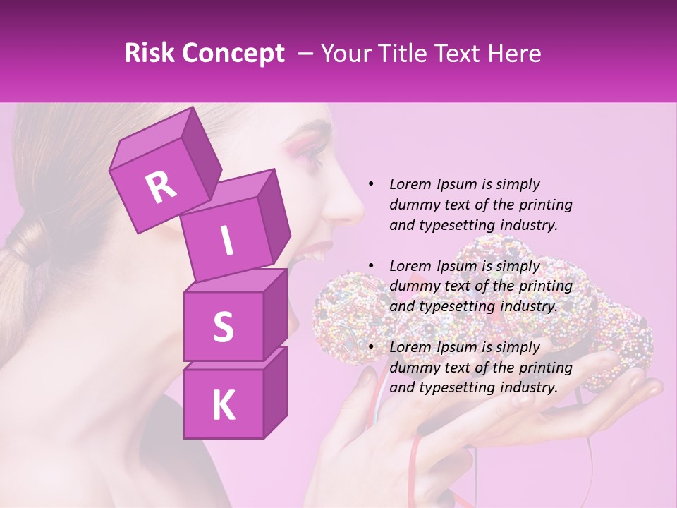 A Woman Biting Into A Donut With Sprinkles On It PowerPoint Template