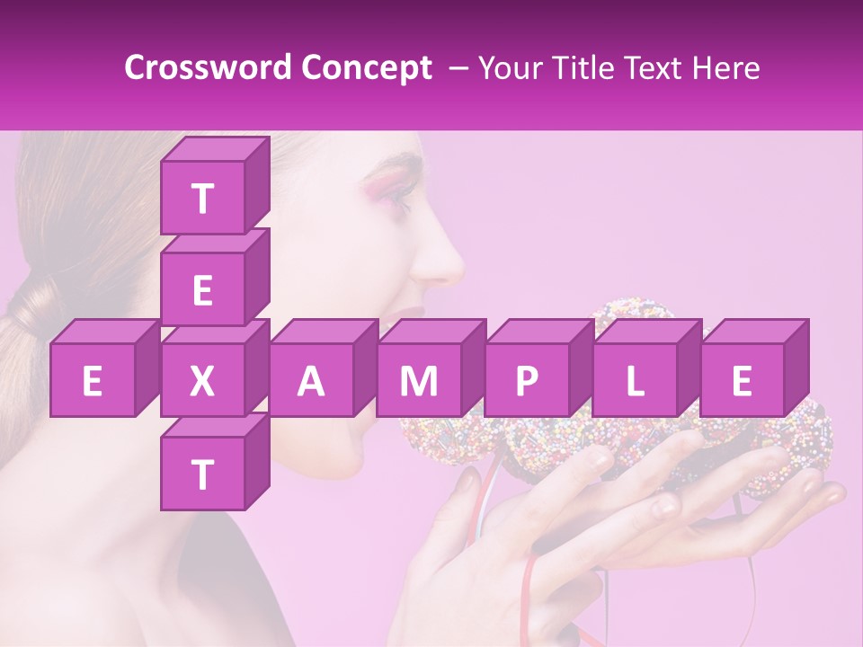 A Woman Biting Into A Donut With Sprinkles On It PowerPoint Template