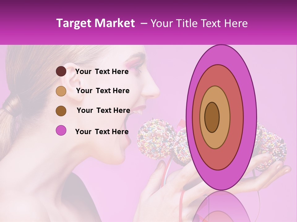 A Woman Biting Into A Donut With Sprinkles On It PowerPoint Template