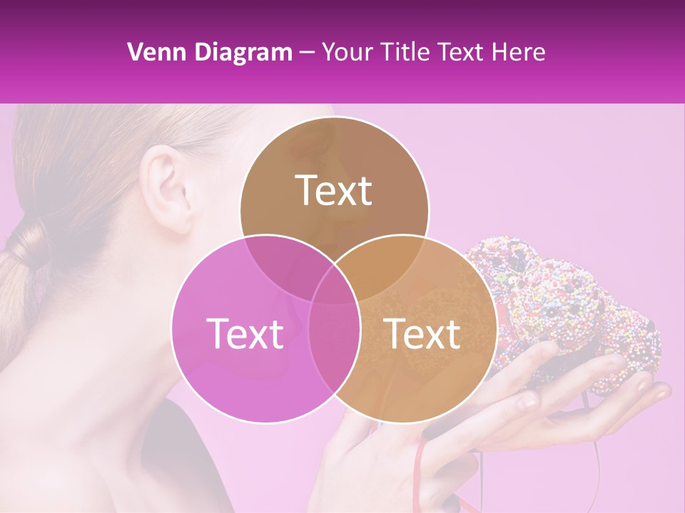 A Woman Biting Into A Donut With Sprinkles On It PowerPoint Template