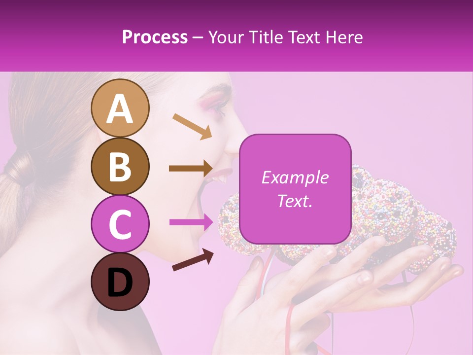 A Woman Biting Into A Donut With Sprinkles On It PowerPoint Template