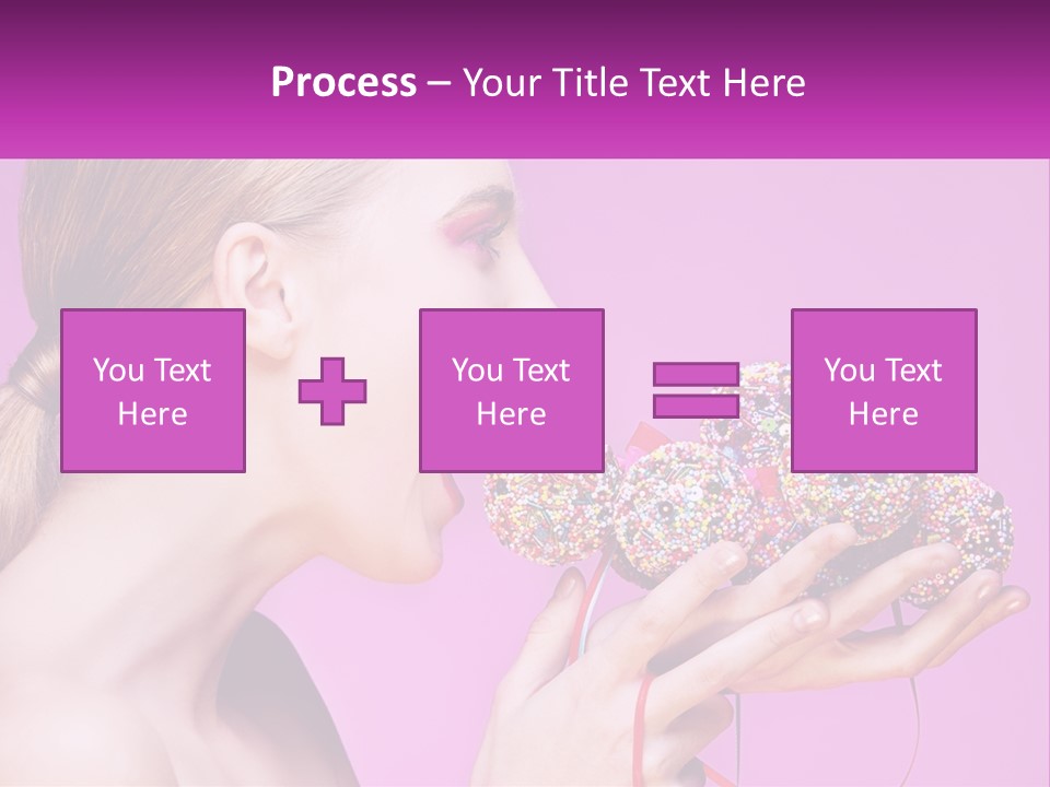 A Woman Biting Into A Donut With Sprinkles On It PowerPoint Template