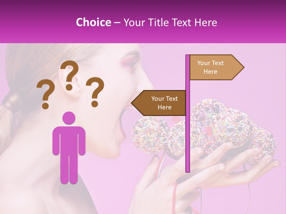 A Woman Biting Into A Donut With Sprinkles On It PowerPoint Template