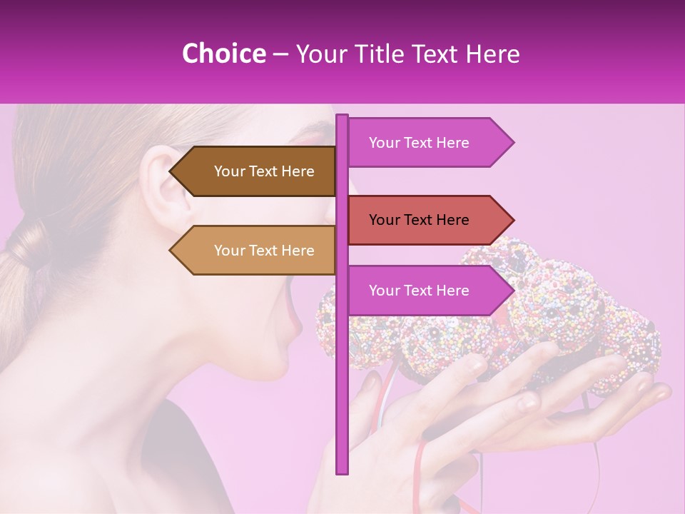 A Woman Biting Into A Donut With Sprinkles On It PowerPoint Template