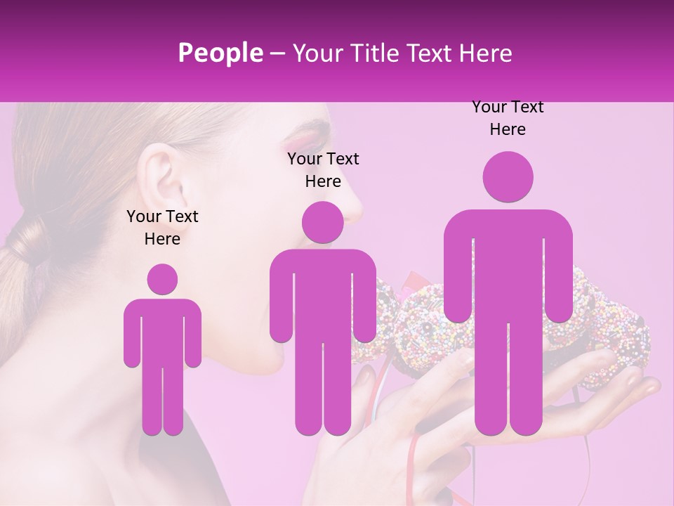 A Woman Biting Into A Donut With Sprinkles On It PowerPoint Template