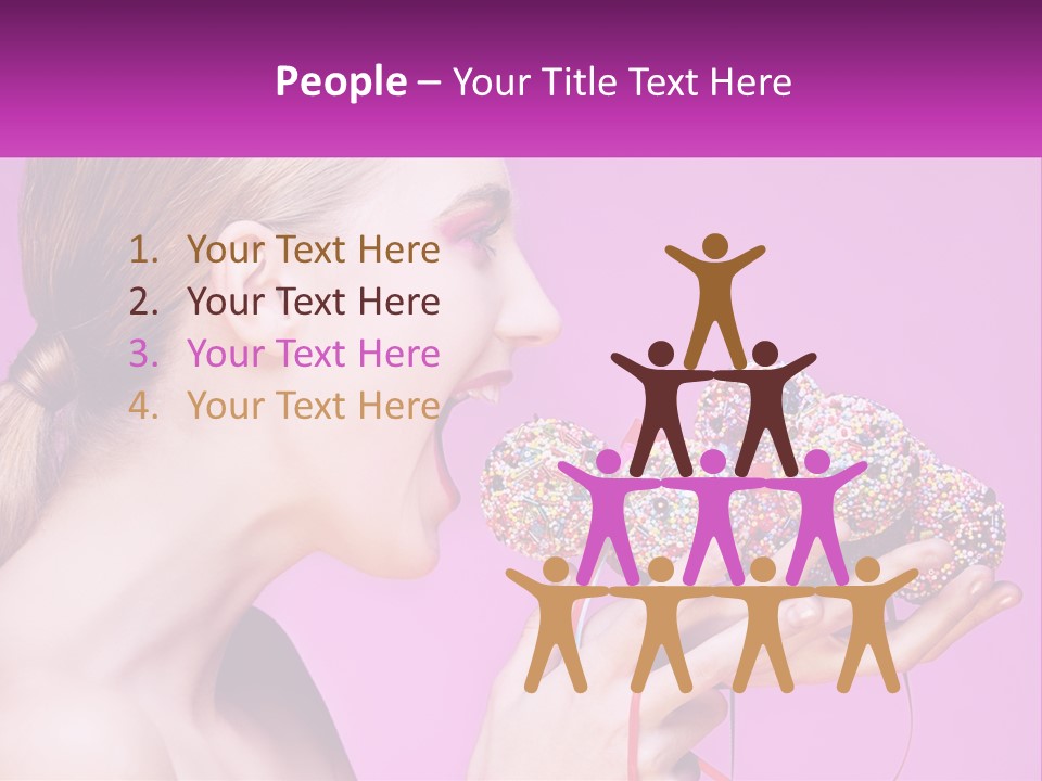 A Woman Biting Into A Donut With Sprinkles On It PowerPoint Template