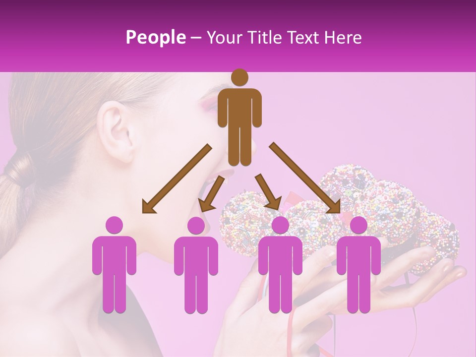 A Woman Biting Into A Donut With Sprinkles On It PowerPoint Template