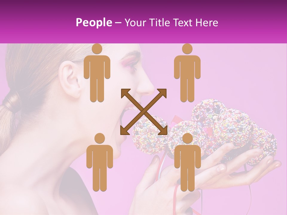 A Woman Biting Into A Donut With Sprinkles On It PowerPoint Template