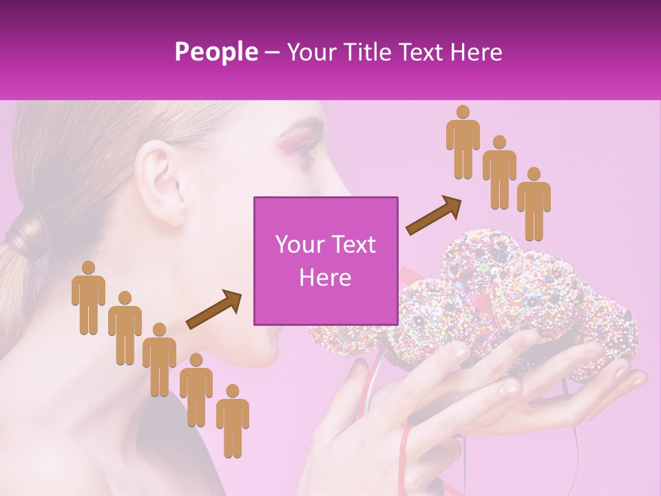 A Woman Biting Into A Donut With Sprinkles On It PowerPoint Template