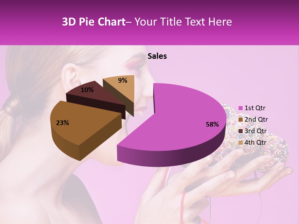 A Woman Biting Into A Donut With Sprinkles On It PowerPoint Template