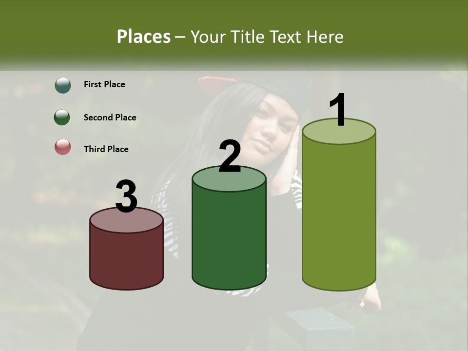 A Woman Sitting On A Bench With A Hat On Her Head PowerPoint Template