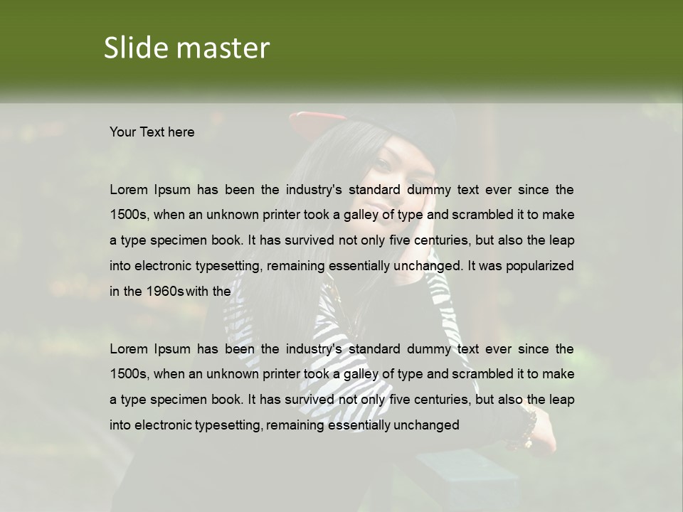 A Woman Sitting On A Bench With A Hat On Her Head PowerPoint Template