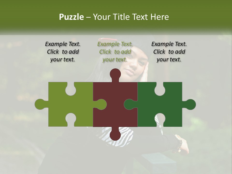 A Woman Sitting On A Bench With A Hat On Her Head PowerPoint Template