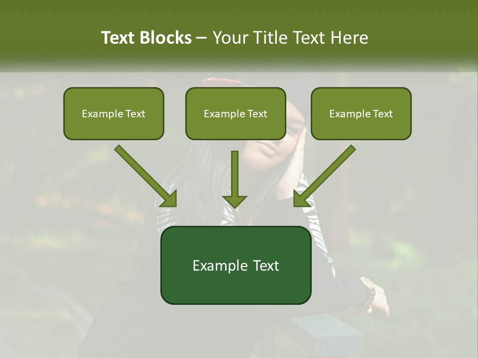 A Woman Sitting On A Bench With A Hat On Her Head PowerPoint Template