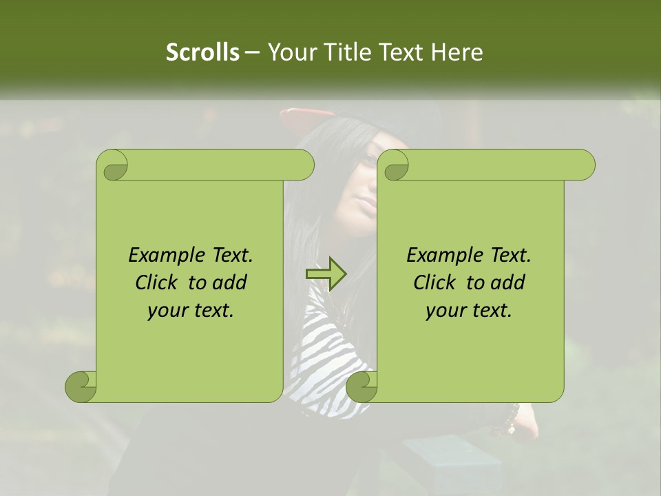 A Woman Sitting On A Bench With A Hat On Her Head PowerPoint Template