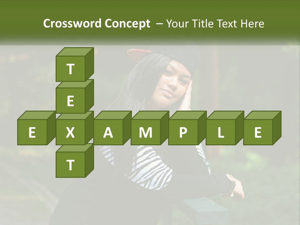 A Woman Sitting On A Bench With A Hat On Her Head PowerPoint Template