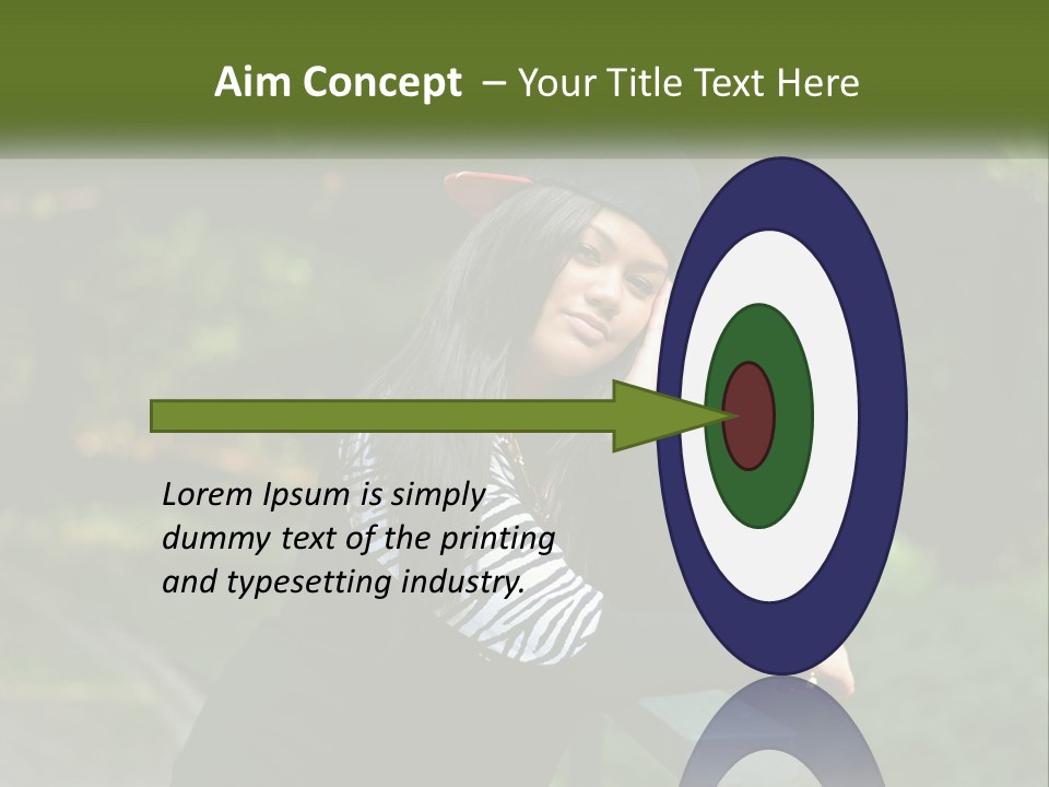 A Woman Sitting On A Bench With A Hat On Her Head PowerPoint Template