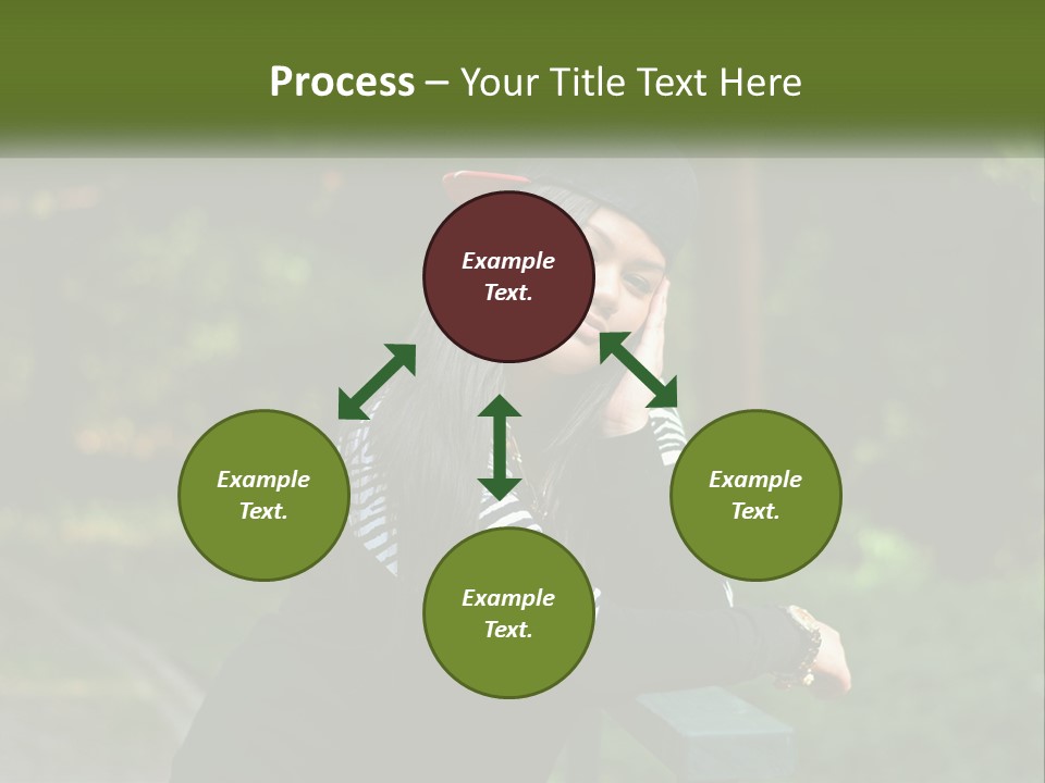 A Woman Sitting On A Bench With A Hat On Her Head PowerPoint Template