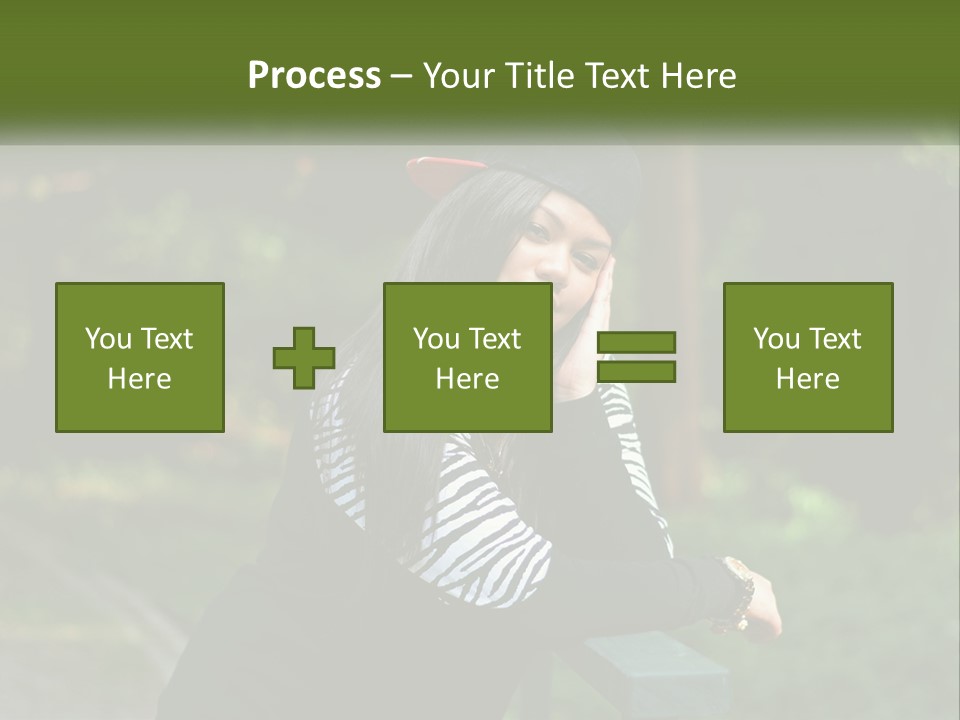 A Woman Sitting On A Bench With A Hat On Her Head PowerPoint Template