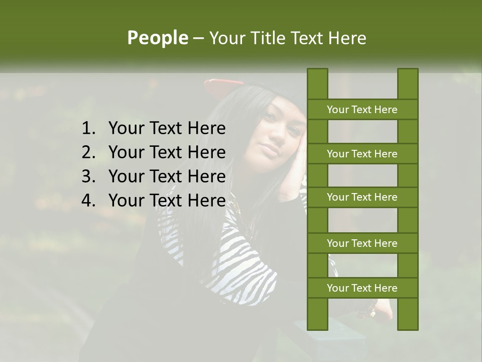 A Woman Sitting On A Bench With A Hat On Her Head PowerPoint Template