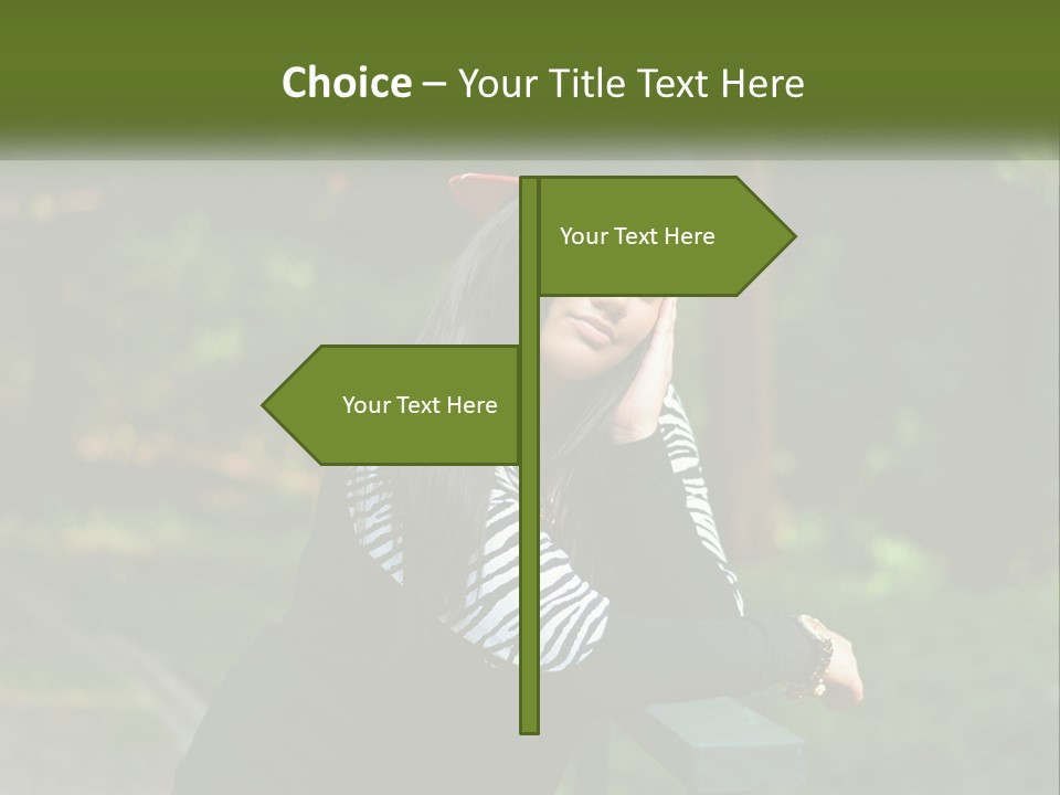 A Woman Sitting On A Bench With A Hat On Her Head PowerPoint Template