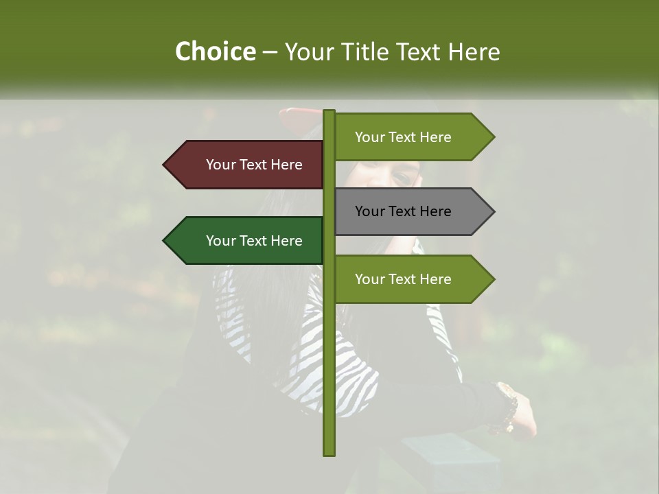 A Woman Sitting On A Bench With A Hat On Her Head PowerPoint Template