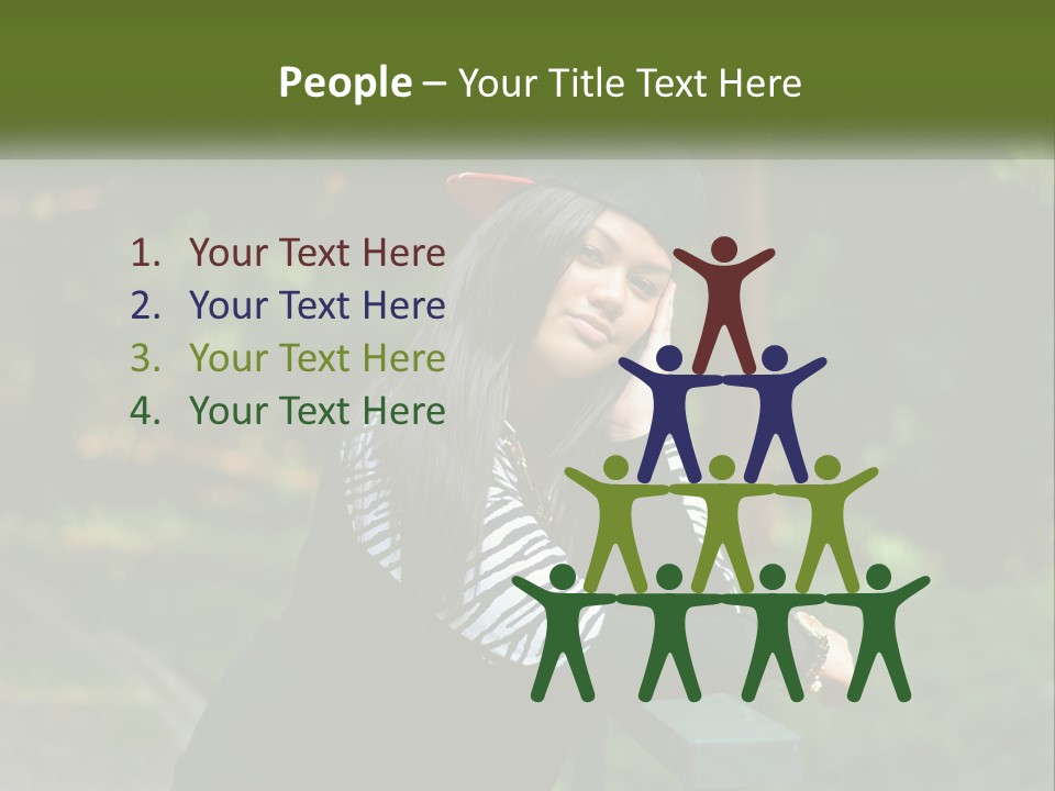 A Woman Sitting On A Bench With A Hat On Her Head PowerPoint Template