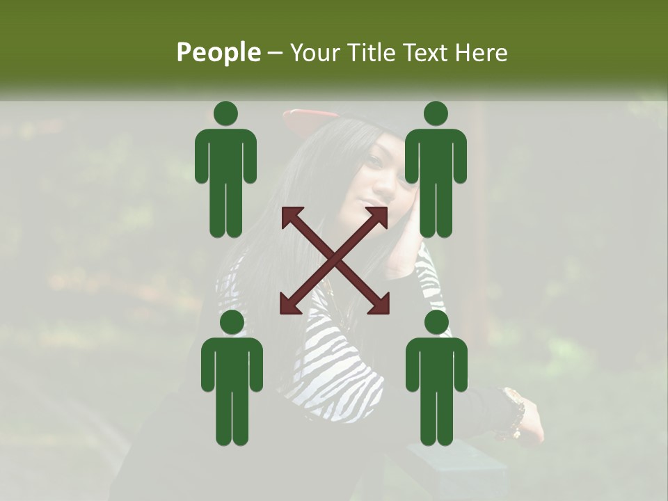 A Woman Sitting On A Bench With A Hat On Her Head PowerPoint Template