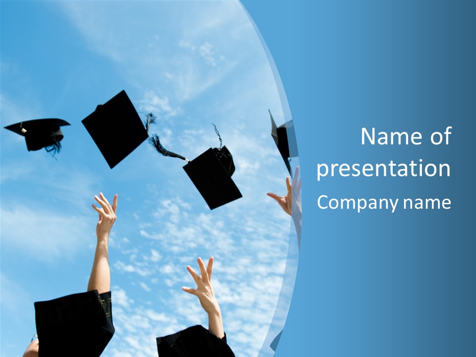 A Group Of Graduates Throwing Their Caps In The Air PowerPoint Template