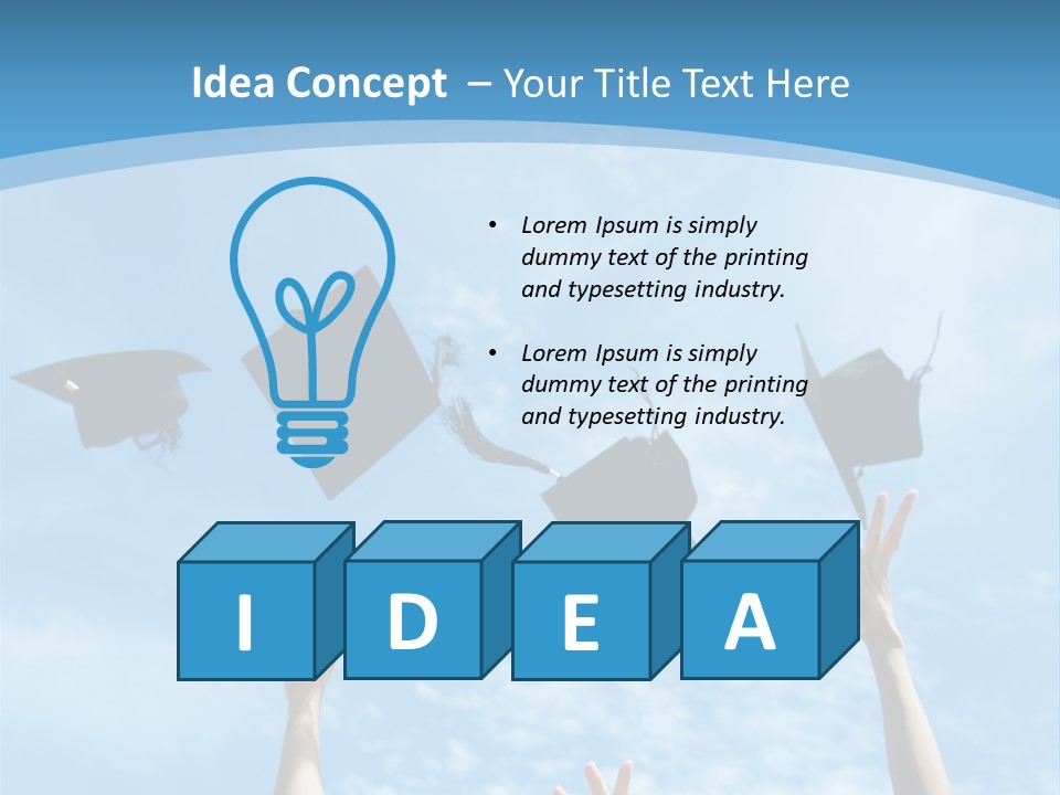 A Group Of Graduates Throwing Their Caps In The Air PowerPoint Template