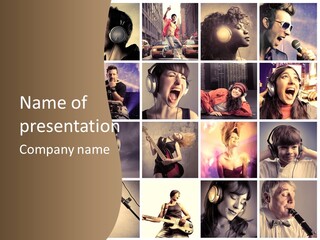A Collage Of People With Headphones And Microphones PowerPoint Template
