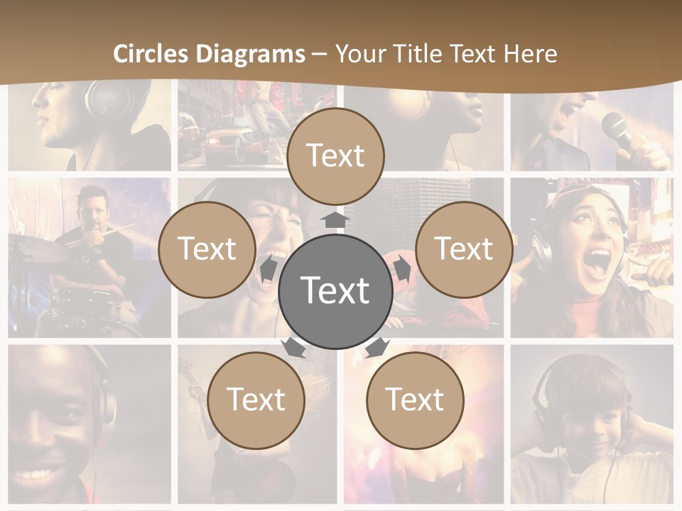 A Collage Of People With Headphones And Microphones PowerPoint Template