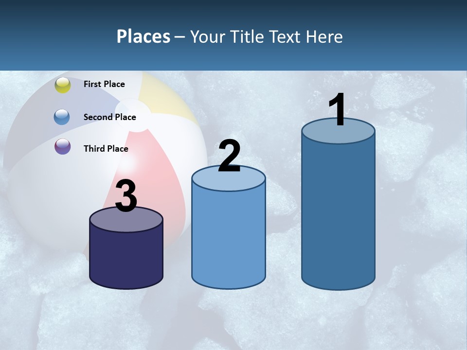 A Beach Ball On Ice With A Blue Sky In The Background PowerPoint Template