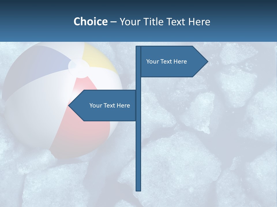 A Beach Ball On Ice With A Blue Sky In The Background PowerPoint Template