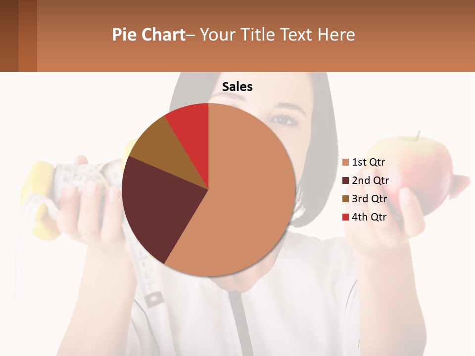 A Woman Holding An Apple And A Pair Of Dumbs PowerPoint Template