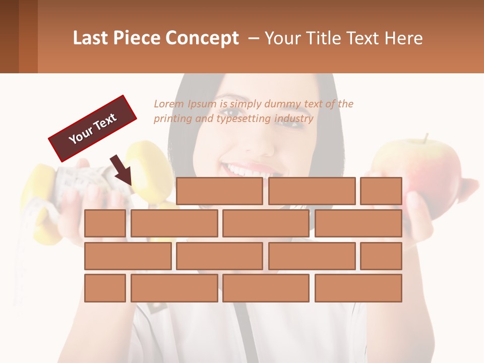 A Woman Holding An Apple And A Pair Of Dumbs PowerPoint Template