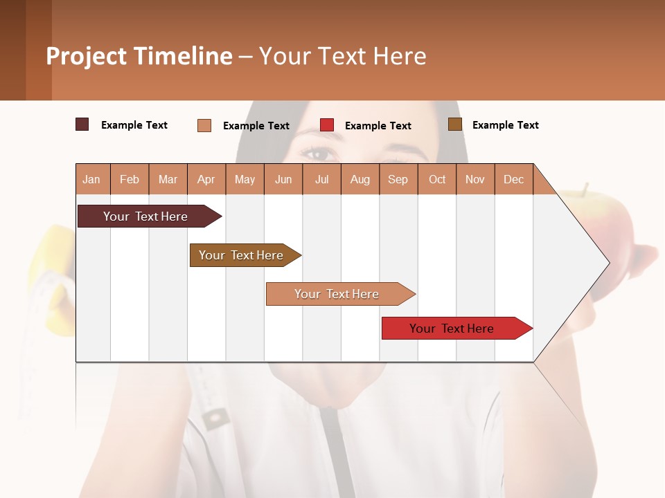 A Woman Holding An Apple And A Pair Of Dumbs PowerPoint Template