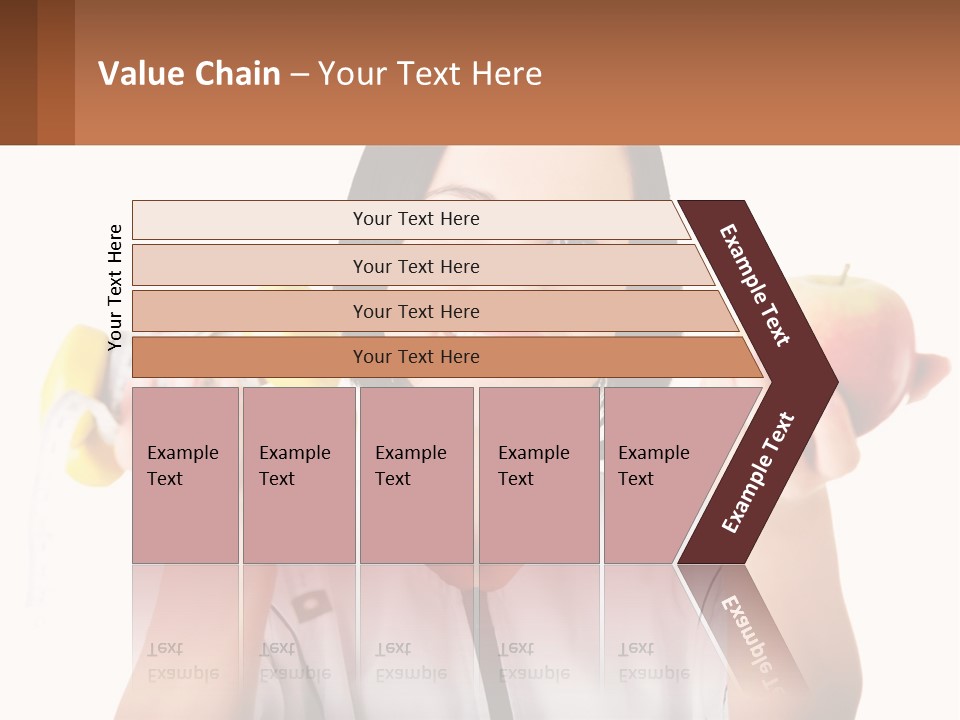 A Woman Holding An Apple And A Pair Of Dumbs PowerPoint Template