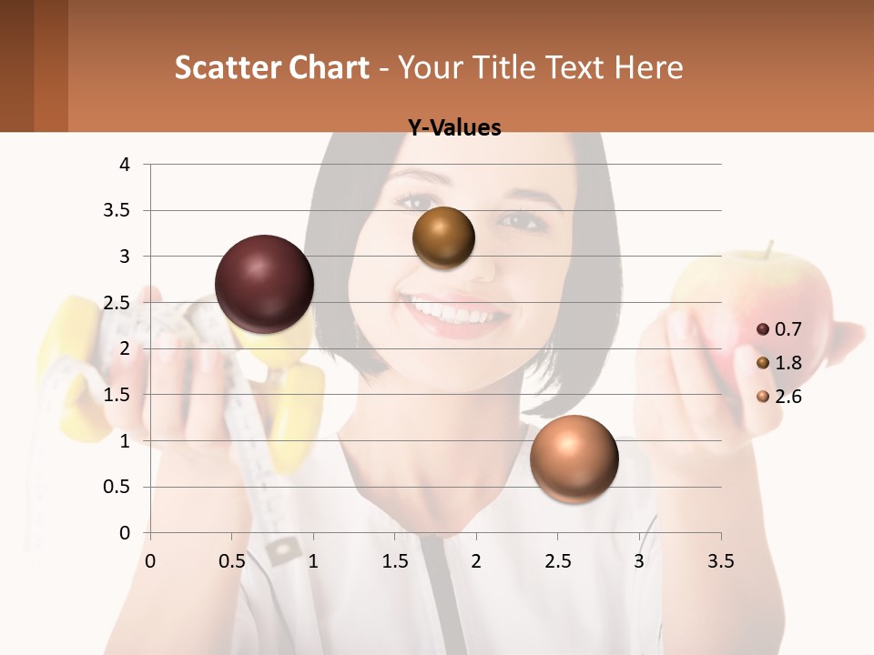 A Woman Holding An Apple And A Pair Of Dumbs PowerPoint Template