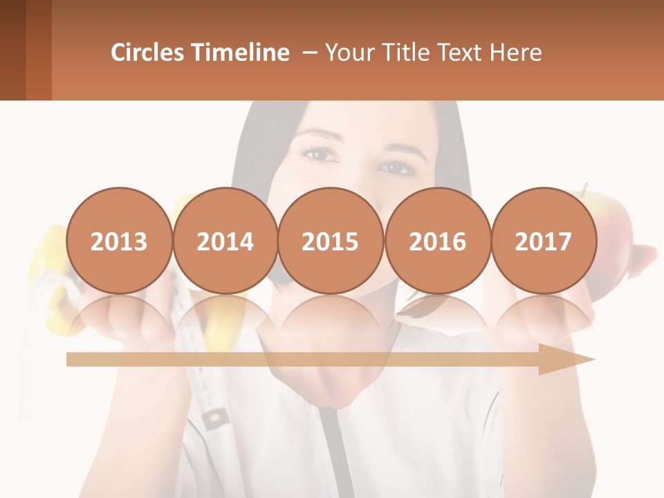 A Woman Holding An Apple And A Pair Of Dumbs PowerPoint Template