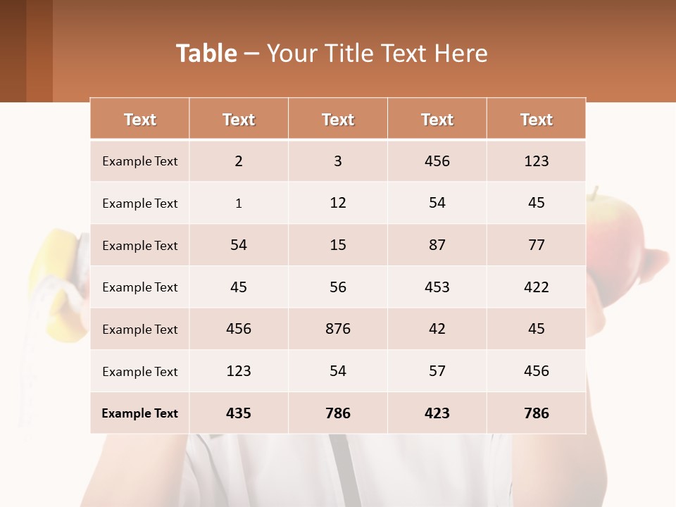 A Woman Holding An Apple And A Pair Of Dumbs PowerPoint Template