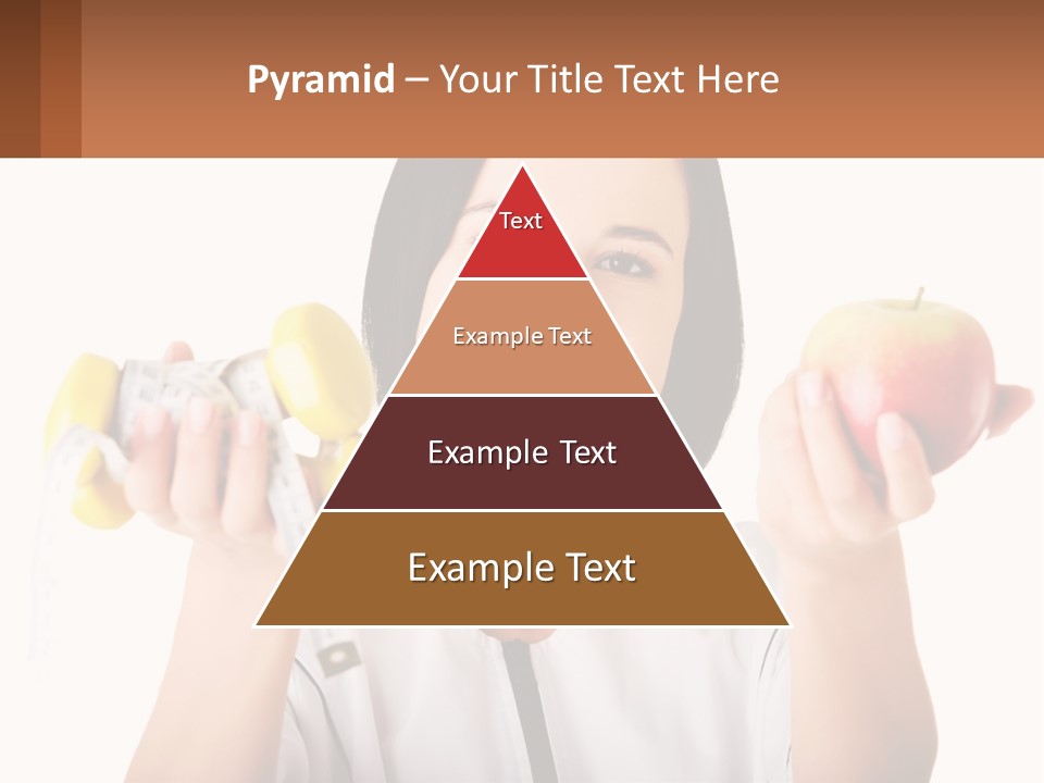 A Woman Holding An Apple And A Pair Of Dumbs PowerPoint Template